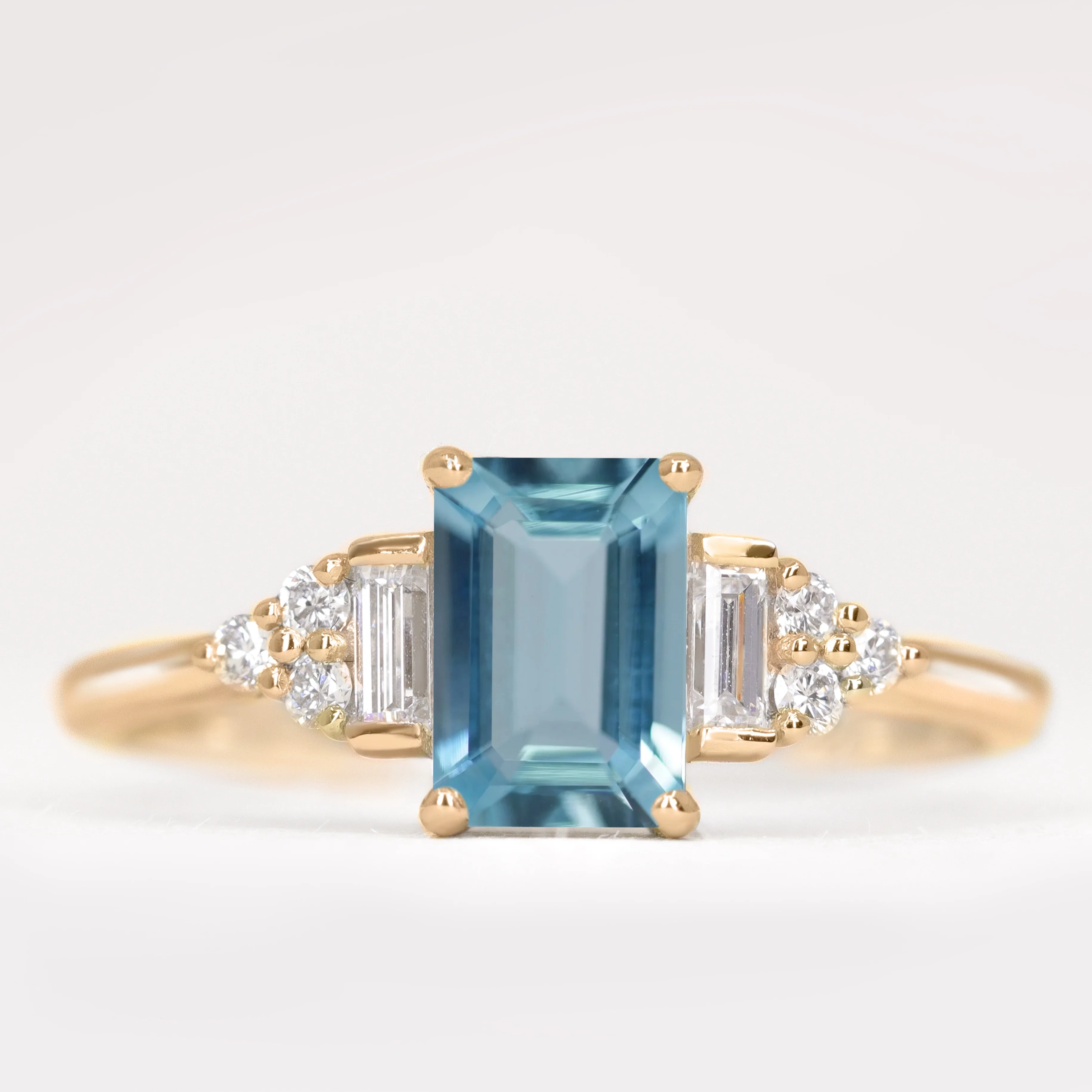 Arden - Emerald Cut Coloured Gemstone Art Deco Made-to-Order Engagement Ring - Image 3