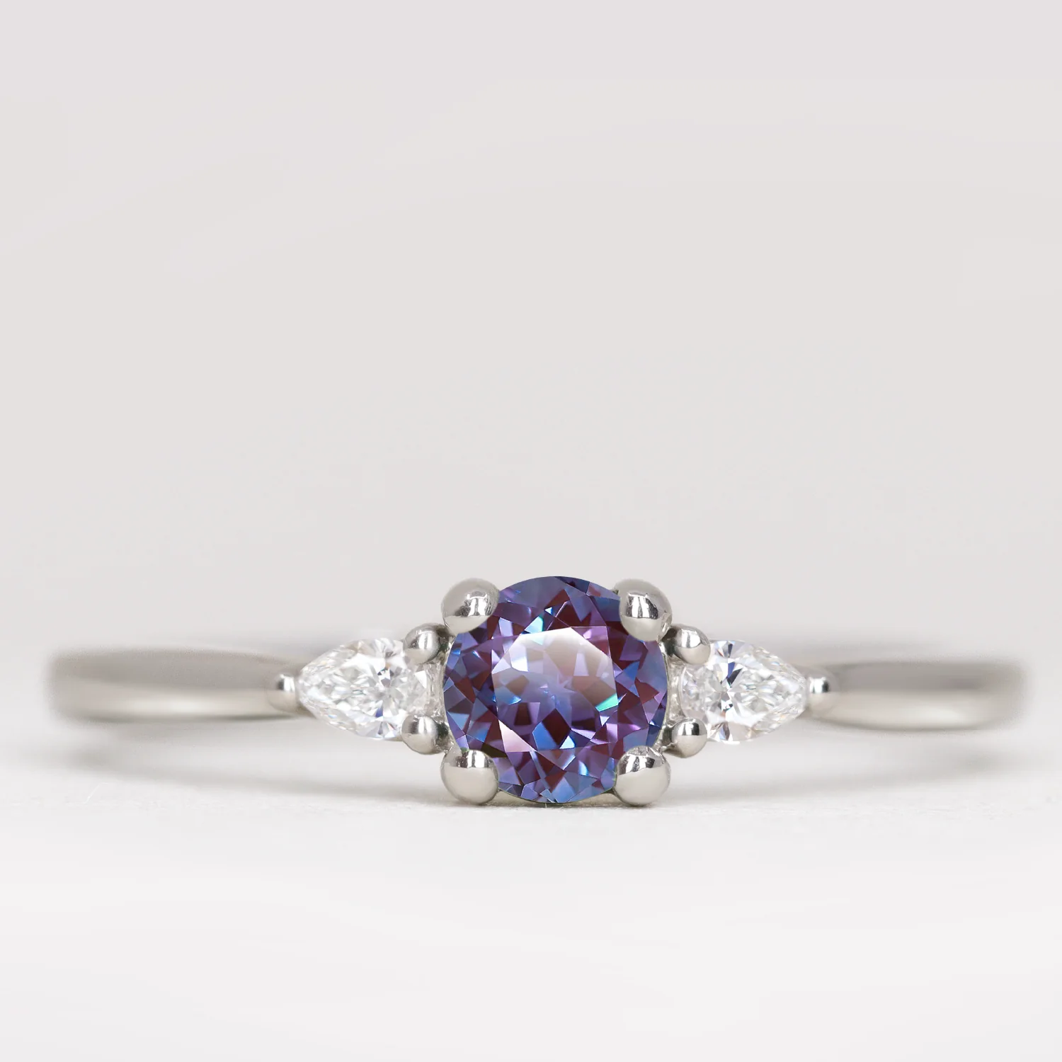 Elspeth - Round Cut Coloured Gemstone Trilogy Made-to-Order Engagement Ring - Image 3