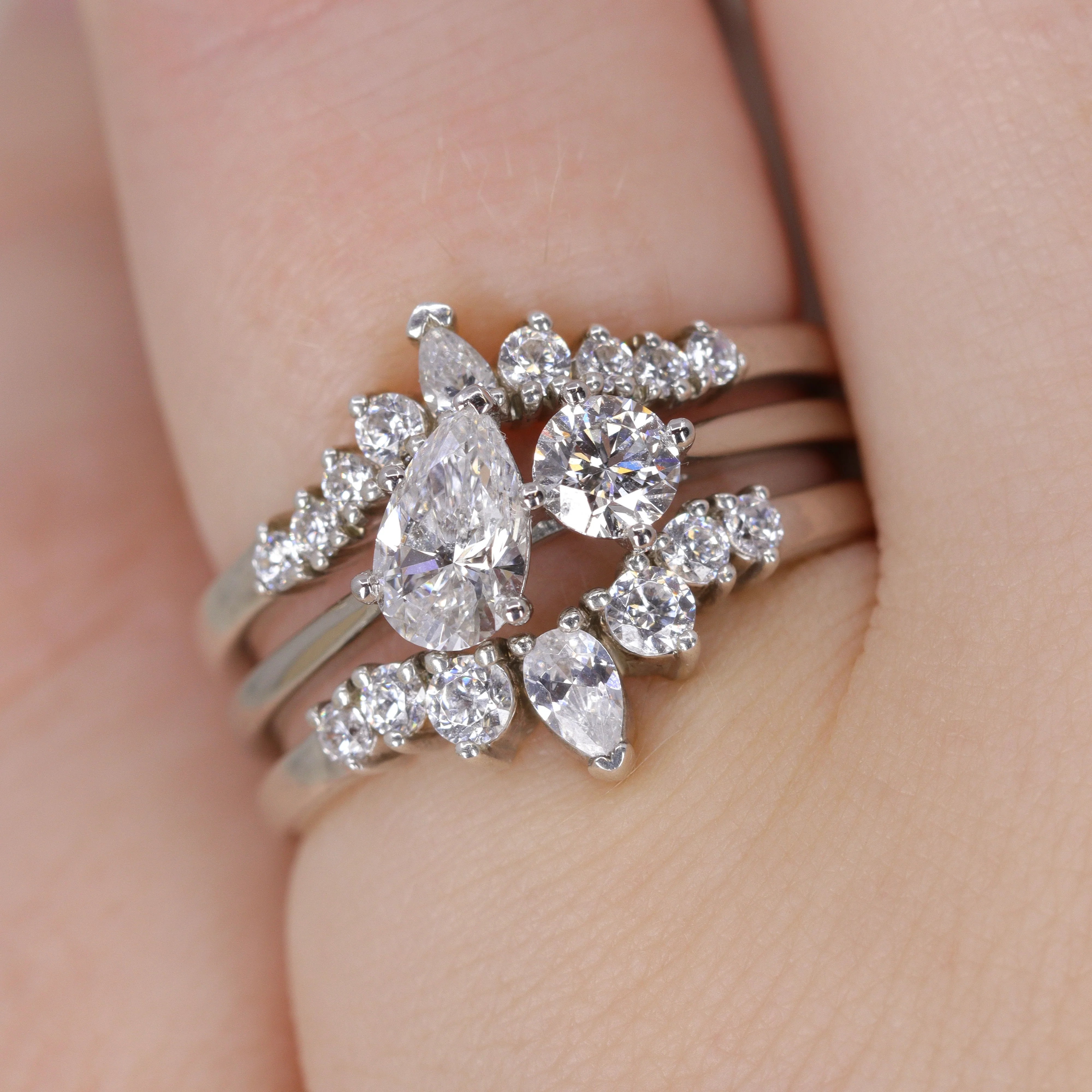 Emma - Petite Pear Diamond Tiara Wedding Ring - Made-to-Order - Image 4