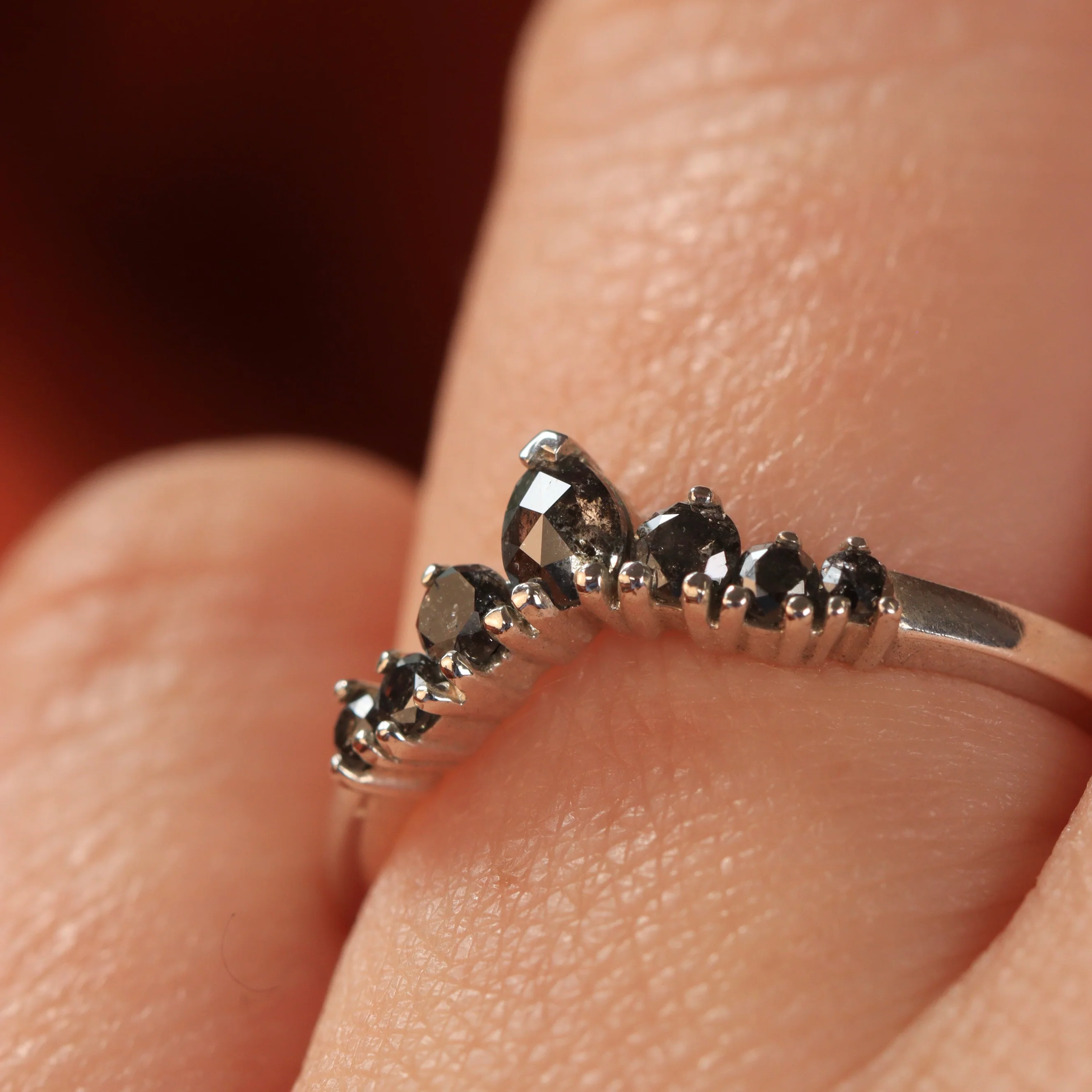 Emma - Salt and Pepper Diamond Tiara Wedding Ring - Made-To-Order - Image 4