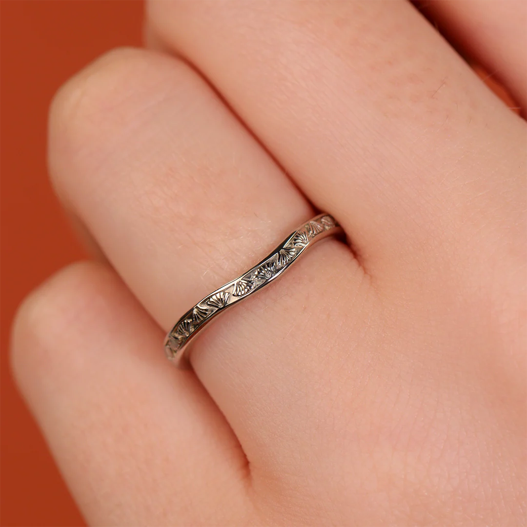 Goldie - Art Deco Fan Detail Shaped Wedding Ring - Made-to-Order - Image 6