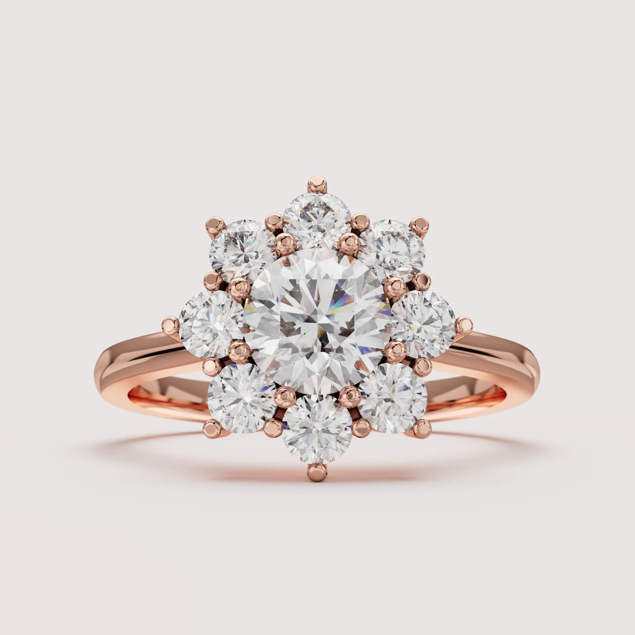 Jenna - Round Cut Lab Grown Diamond Floral Halo Made-to-Order Engagement Ring - Image 4