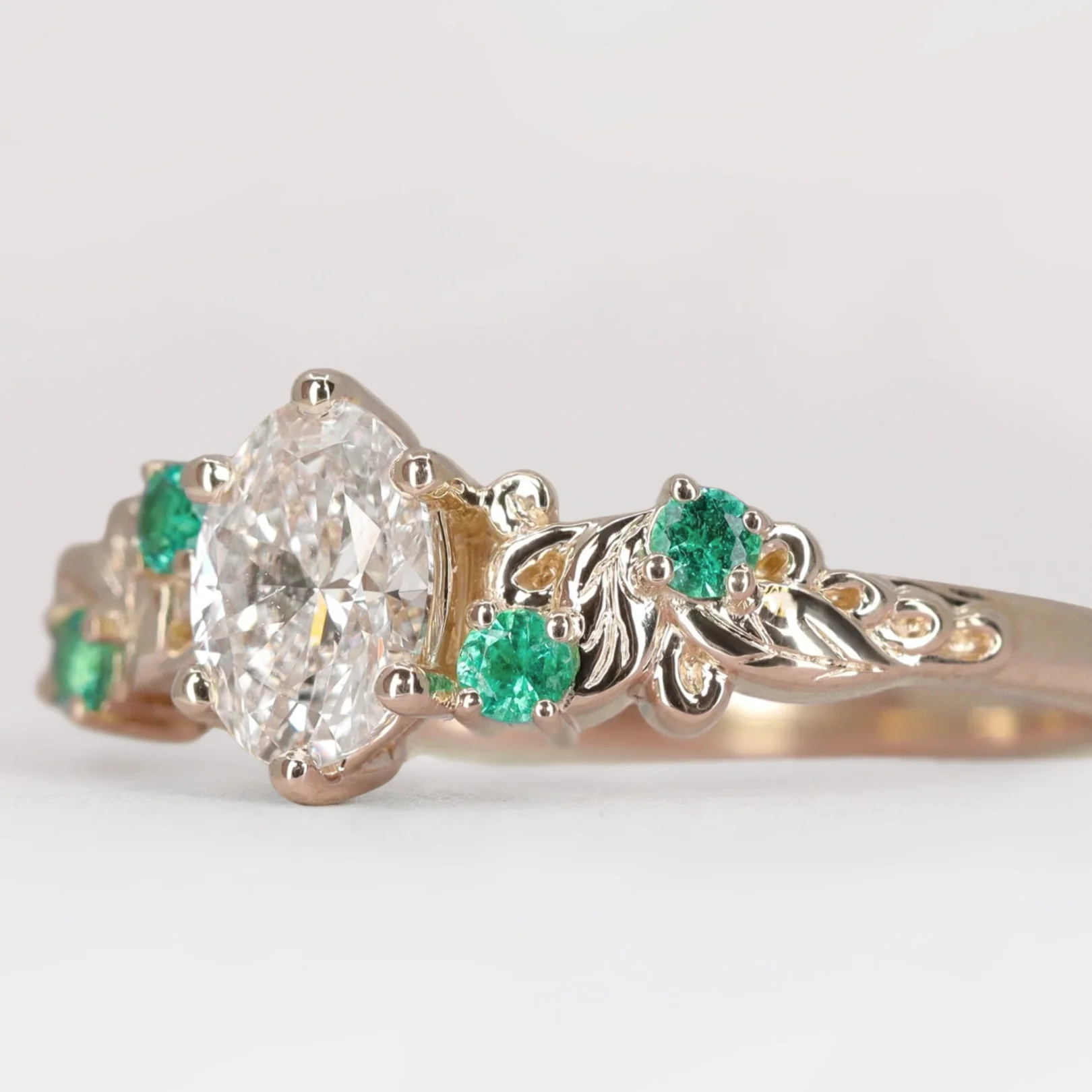 Laurel - Oval Lab Grown Diamond Floral Made-to-Order Engagement Ring - Image 3
