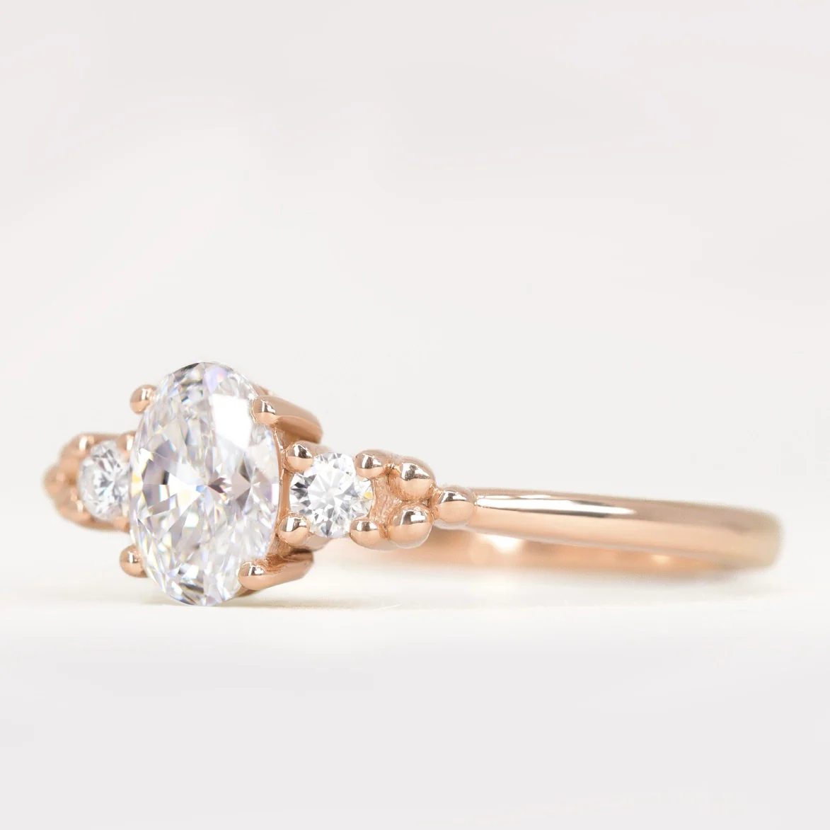 Natalia - Oval Lab Grown Diamond Trilogy Made-to-Order Engagement Ring - Image 3