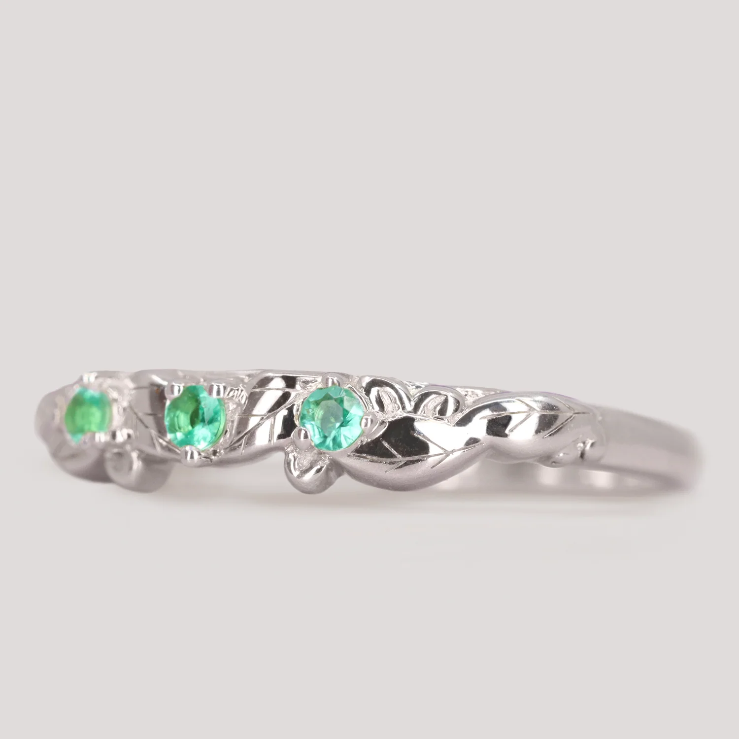 Willow - Floral Detail Diamond Set Wedding Ring - Made-To-Order - Image 9