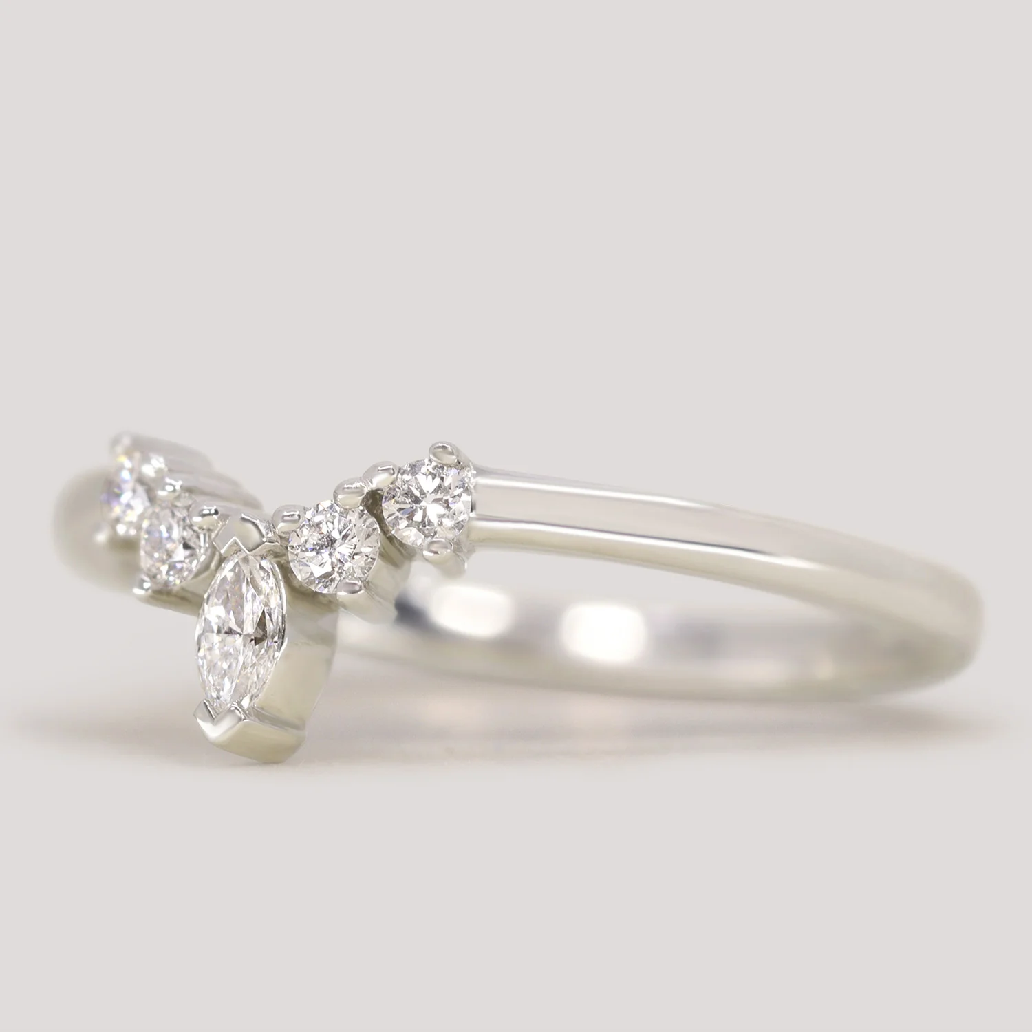 Winnie - Marquise Petite Tiara Style Diamond Wedding Ring - Made-To-Order - Image 3